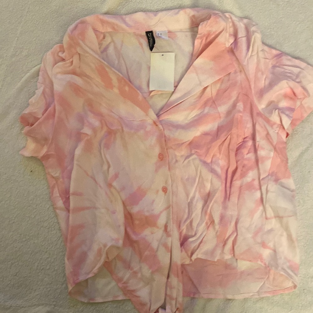H&M Tie Dye Cropped Button Up